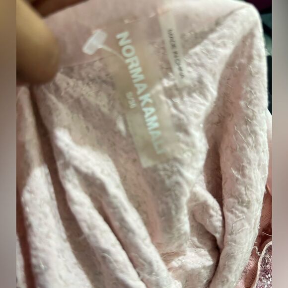 NORMA KAMALI SEQUINED OFF-SHOULDER TOP IN METALLIC ROSE - Picture 9 of 11